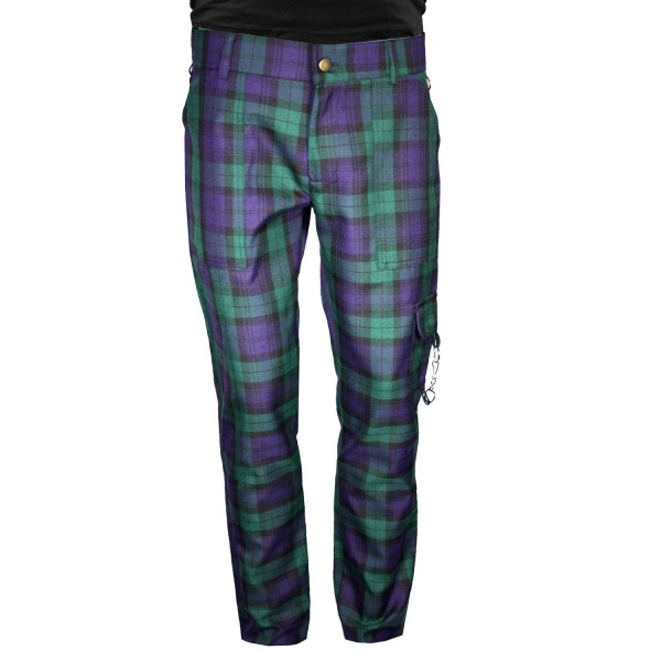 Pure Shark Green Blue Tartan Punk Trousers (nur noch XS)