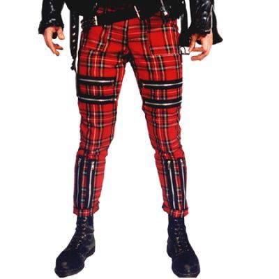 Classic Shark Red Tartan Punk Trousers