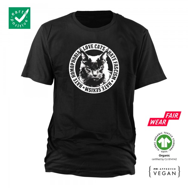 Love Cats - Hate Fascism Bio T-Shirt 